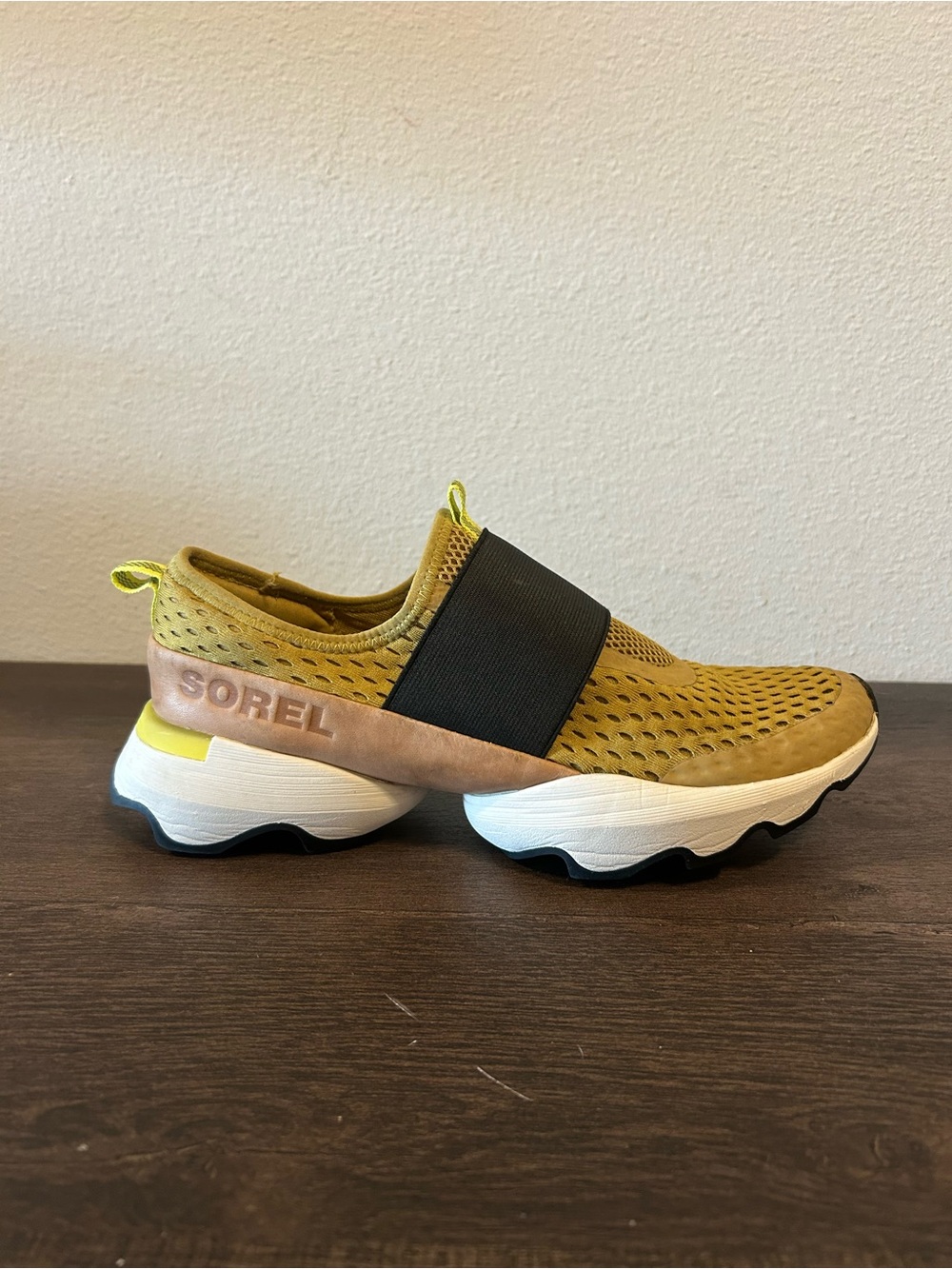 Sorel Yellow Slip-On Sneakers with Black Strap